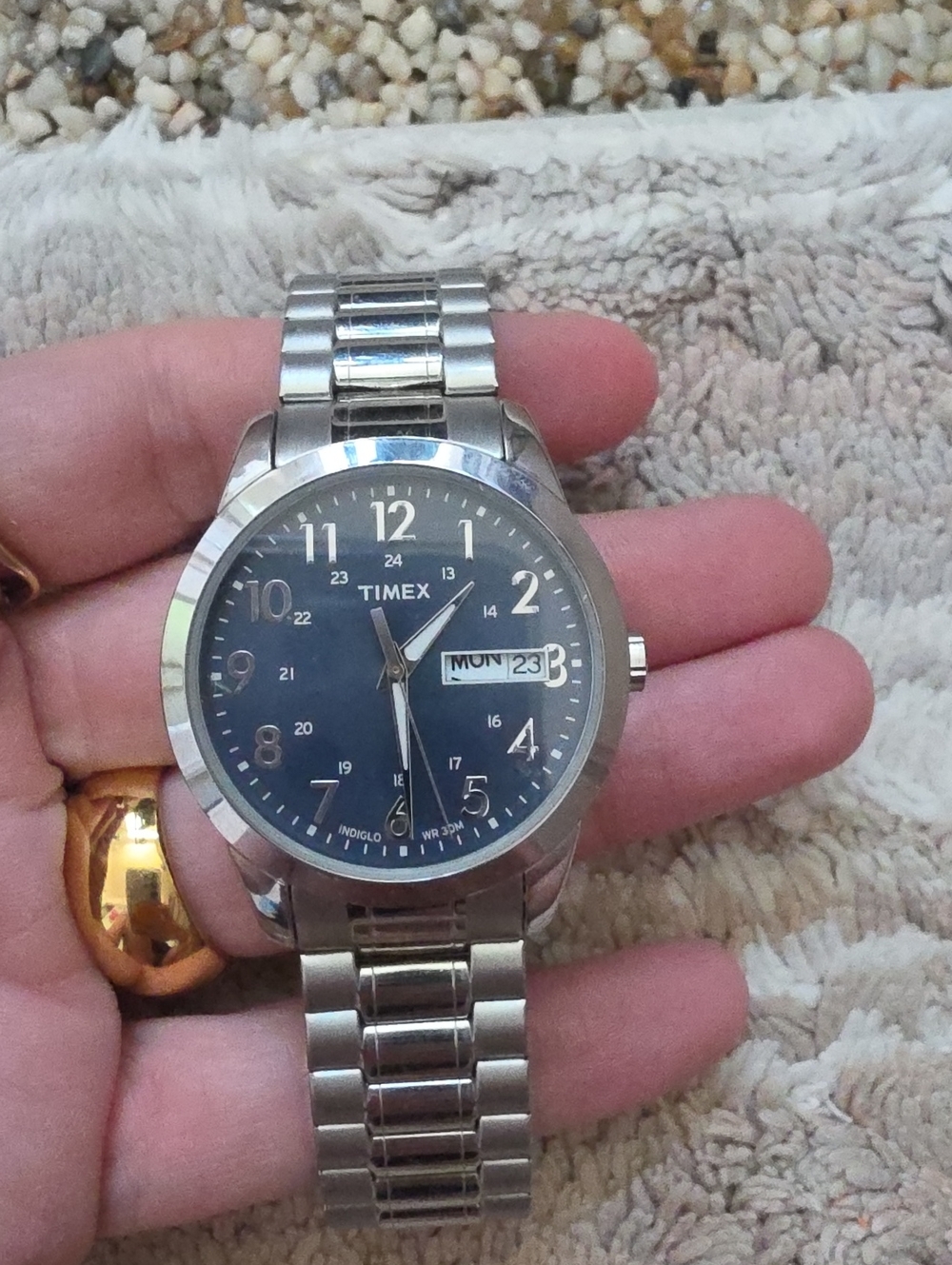 Timex Silver Stainless Steel Watch with Blue Dial